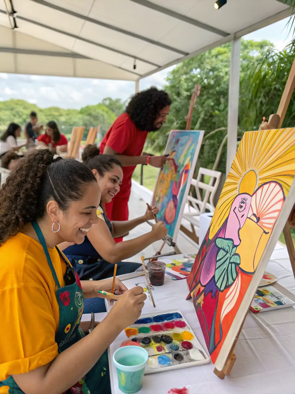 An image of patients creating art during an art therapy session, showcasing their creativity and self-expression.