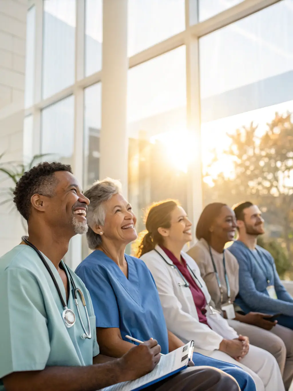 Patients participating in a group game, laughing and interacting with each other. The setting is a recreational room filled with games and activities, promoting social interaction and fun.
